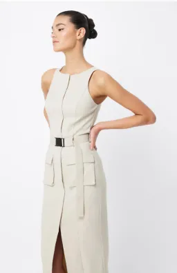 MOSSMAN BEIGE ON HIATUS MIDI SAFARI DRESS for rent on The Volte - image 5