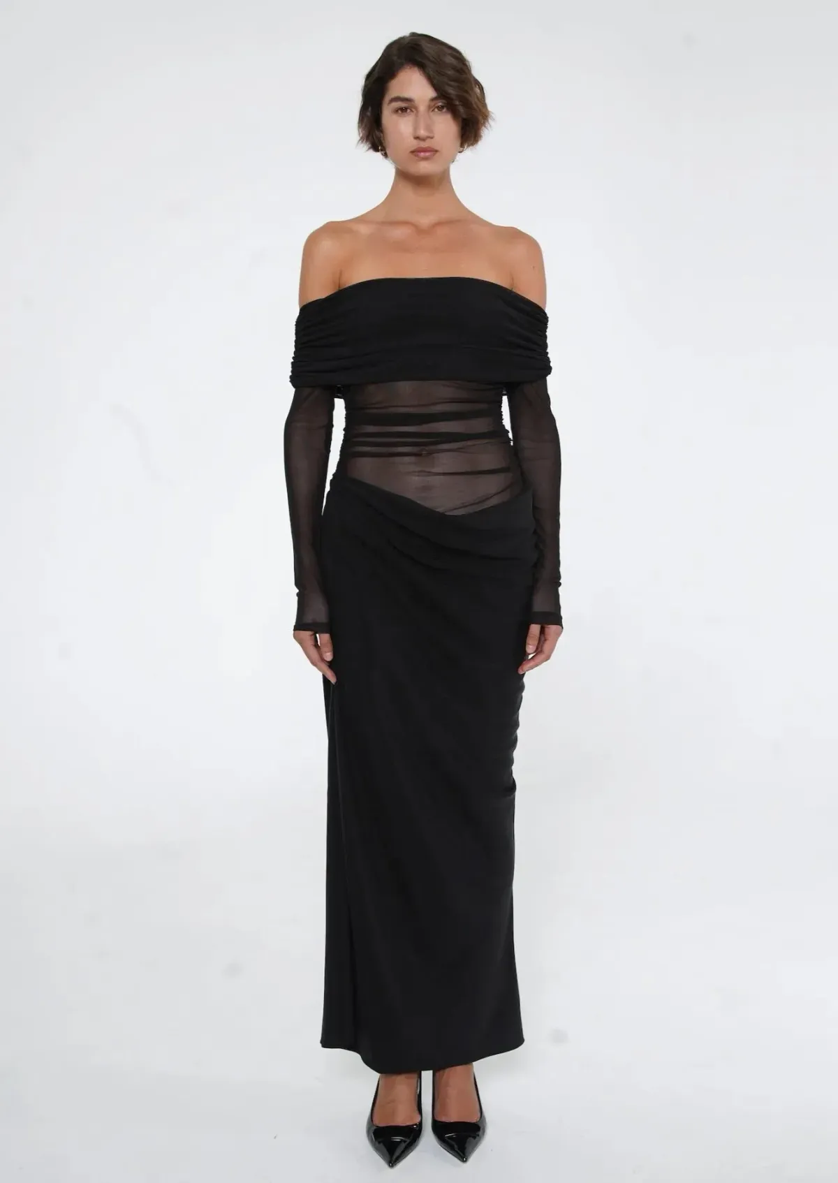 Benni Yasmin Off-Shoulder Maxi Dress Black Size 8 / AU 8-10 for rent on The Volte - main image