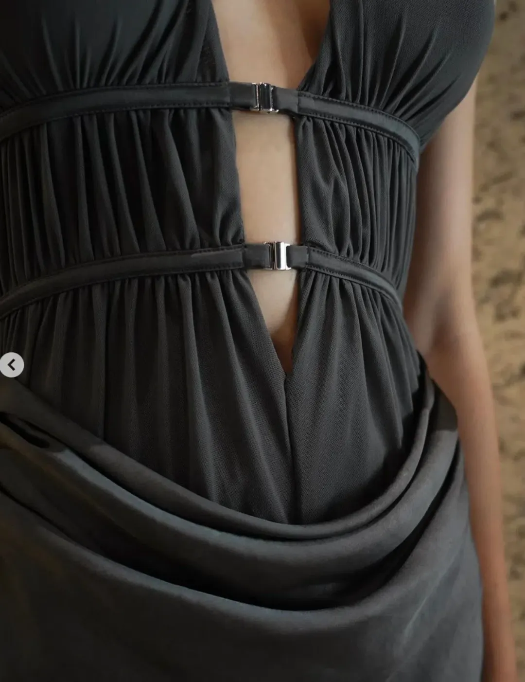 Misha Celine Satin Maxi Dress Pewter Size 10 for rent on The Volte - main image