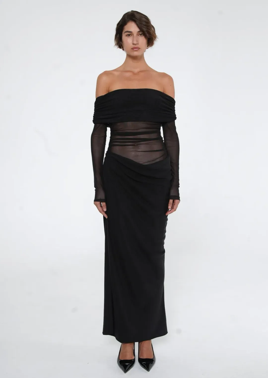 Benni Yasmin Off Shoulder Dress Black Size 12 for rent on The Volte - main image