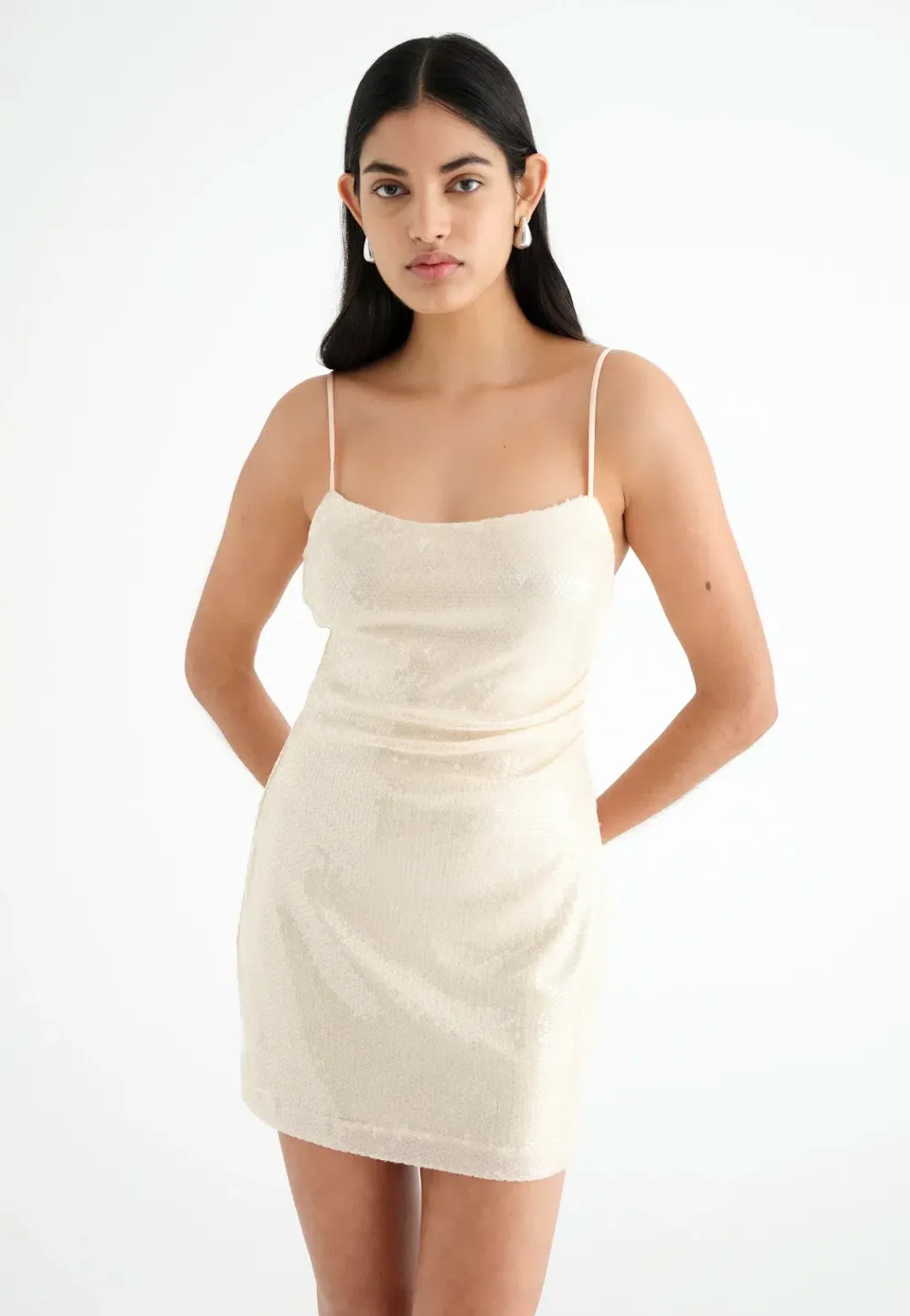 Benni Juliano Sequin Mini Dress Light Toffee Size 10 for rent on The Volte - main image