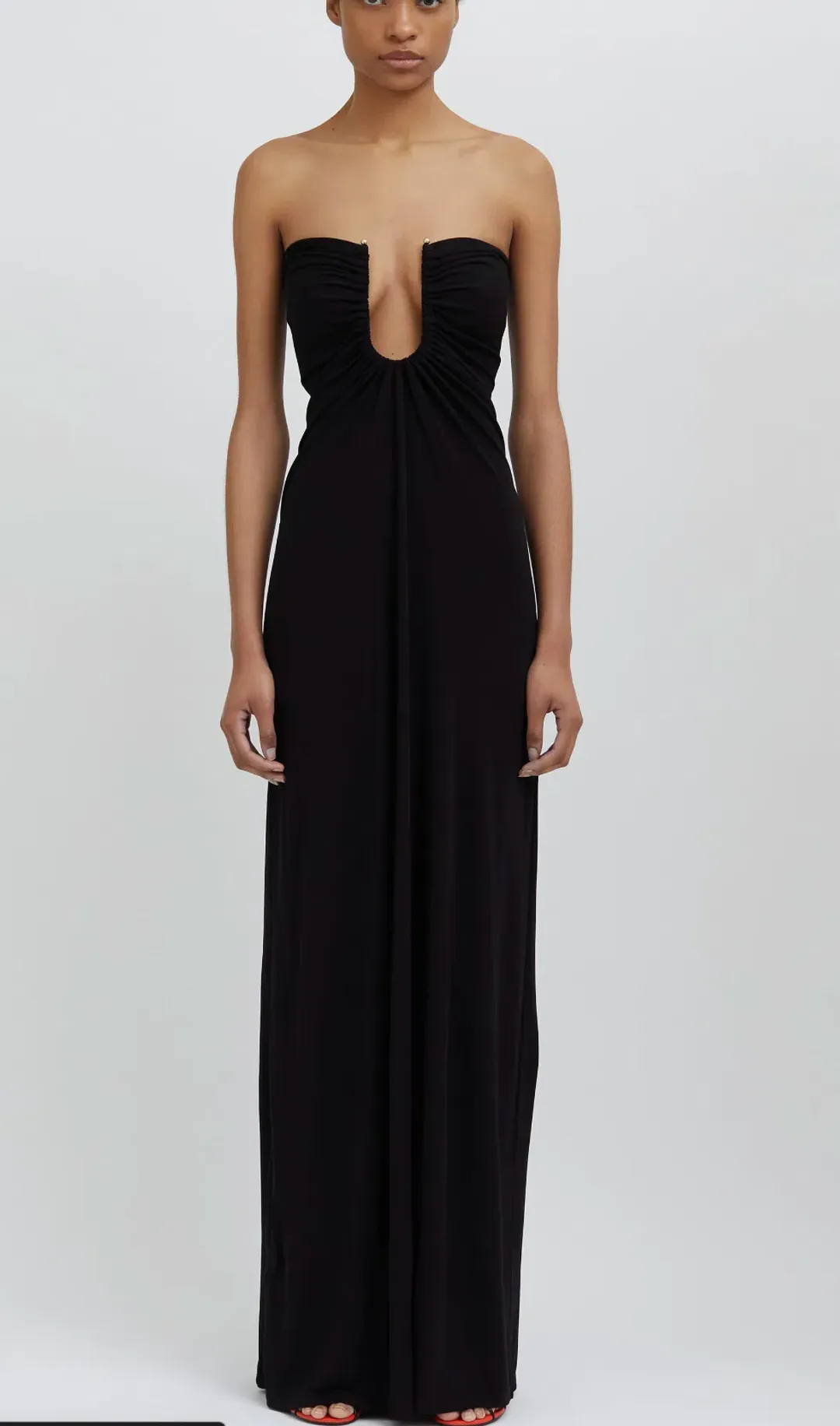 Christopher Esber Arced Palm Strapless Dress Black Size 8 for rent on The Volte - main image
