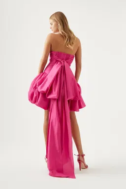 Aje Piacere Strapless Bow Detailed Satin Mini Dress Pink Size AU 8 for rent on The Volte - image 3