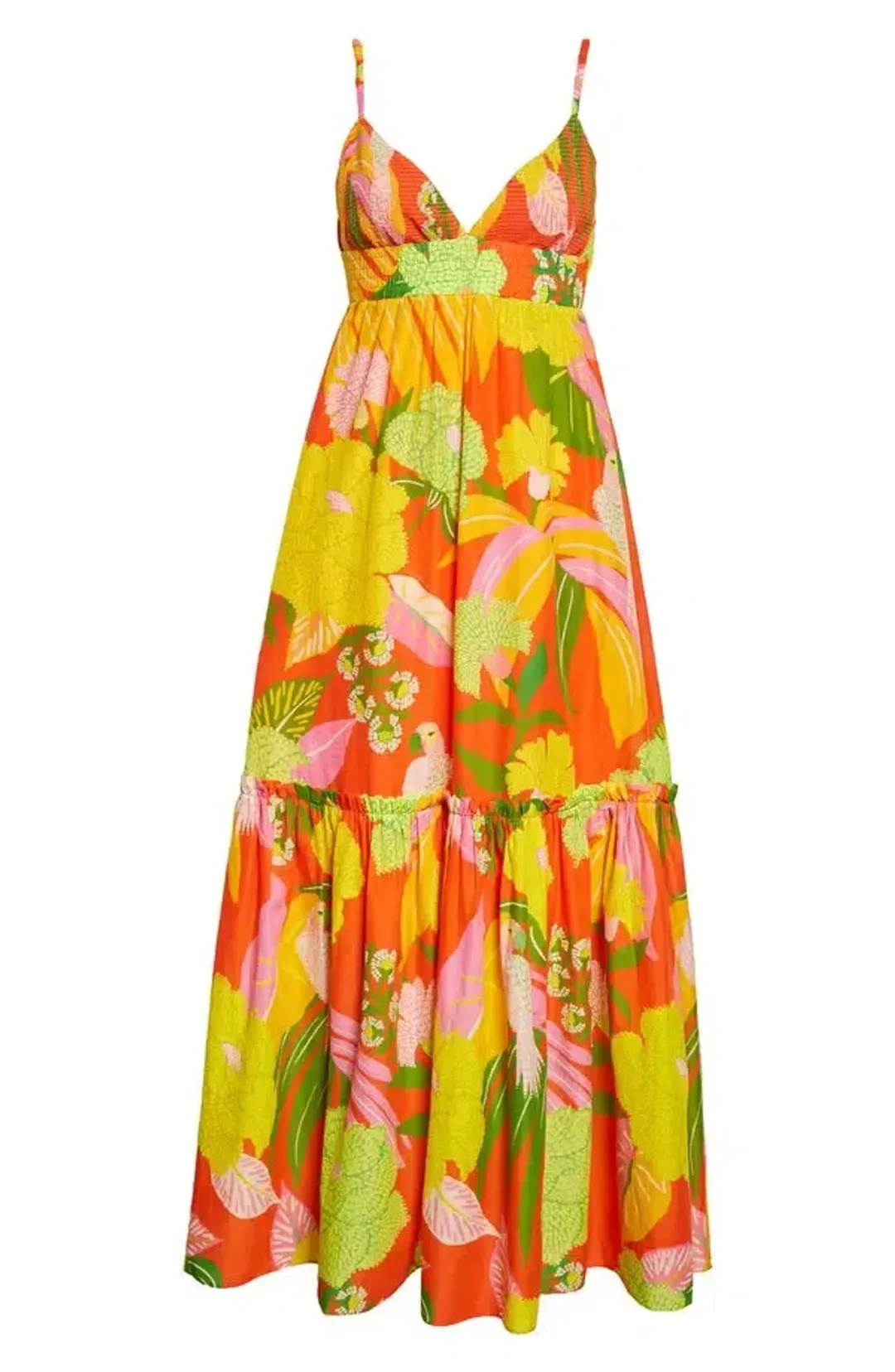 Farm Rio  Neon Floral Maxi Dress Multi Size 12 for rent on The Volte - main image