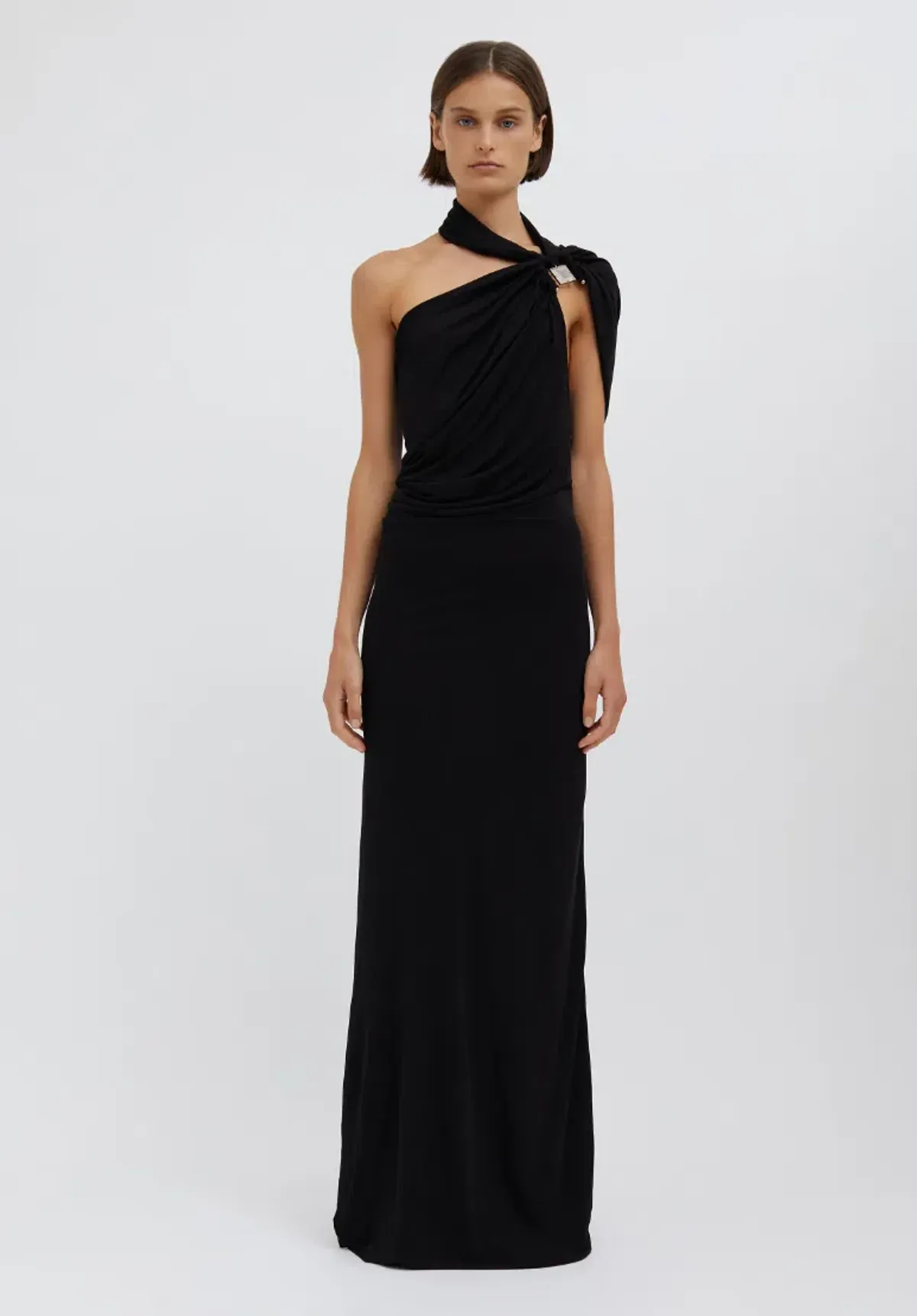 Christopher Esber Bezel Quartz Halter Dress Black Size 10 for rent on The Volte - main image
