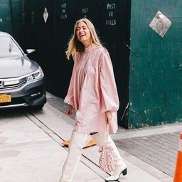 Ganni Printed Poplin Mini Dress in Silver Pink Size 10 for rent on The Volte - image 3