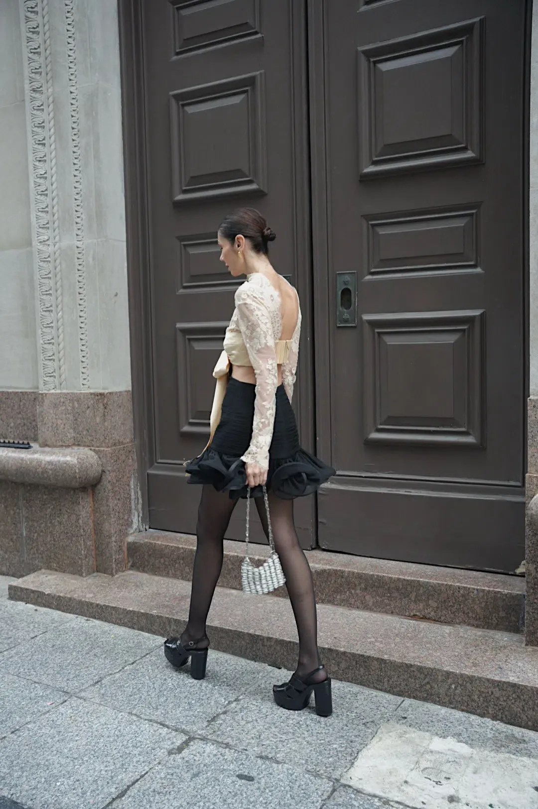 Zimmermann The Illustration Flounce Mini in Tea/Black Size 0P /Au 6  for rent on The Volte - main image