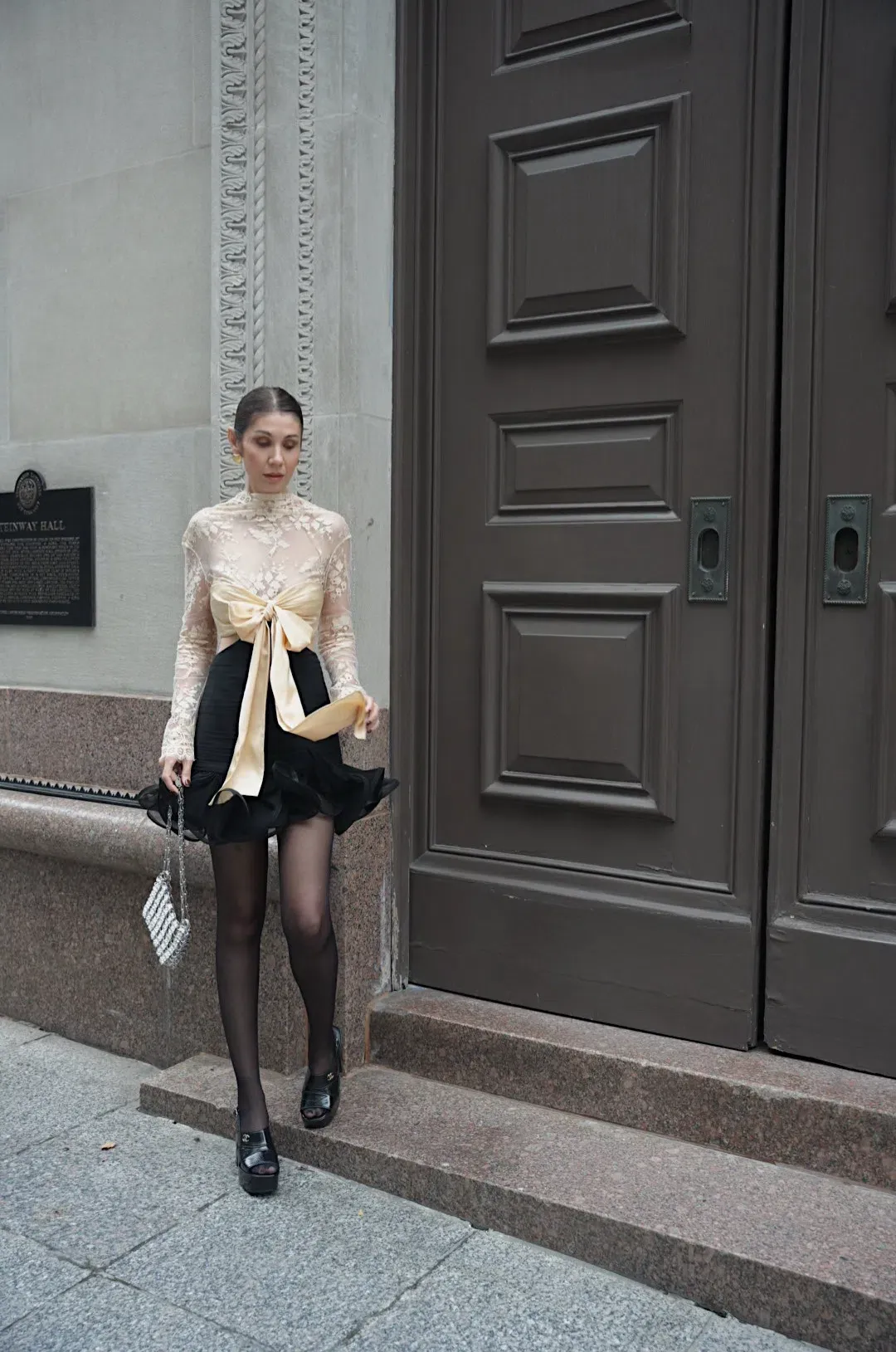 Zimmermann The Illustration Flounce Mini in Tea/Black Size 0P /Au 6  for rent on The Volte - main image