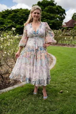 Zimmermann The Halliday Tiered Midi Dress in Spliced Size 4 / AU 16 for rent on The Volte - image 1