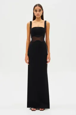 MISHA Damita Crepe & Mesh Maxi Dress Black Size 12 for rent on The Volte - image 4