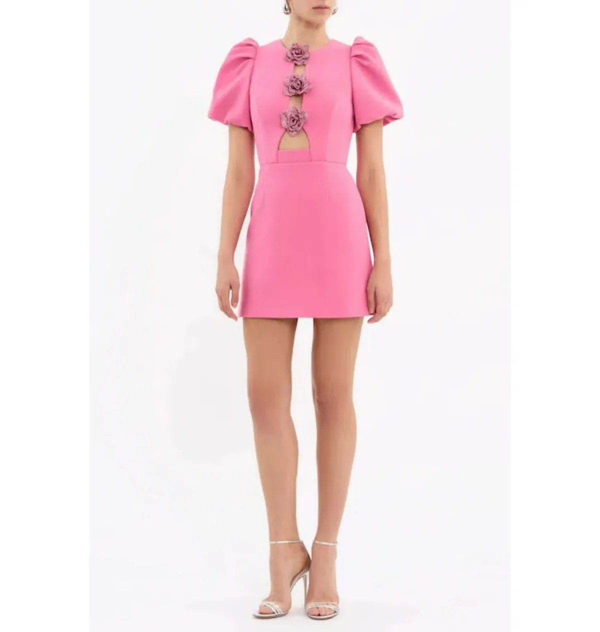 Rebecca Vallance Aubree Flower Mini Dress in Rose Size AU 8 for rent on The Volte - main image
