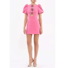 Rebecca Vallance Aubree Flower Mini Dress in Rose Size AU 8 for rent on The Volte - image 1