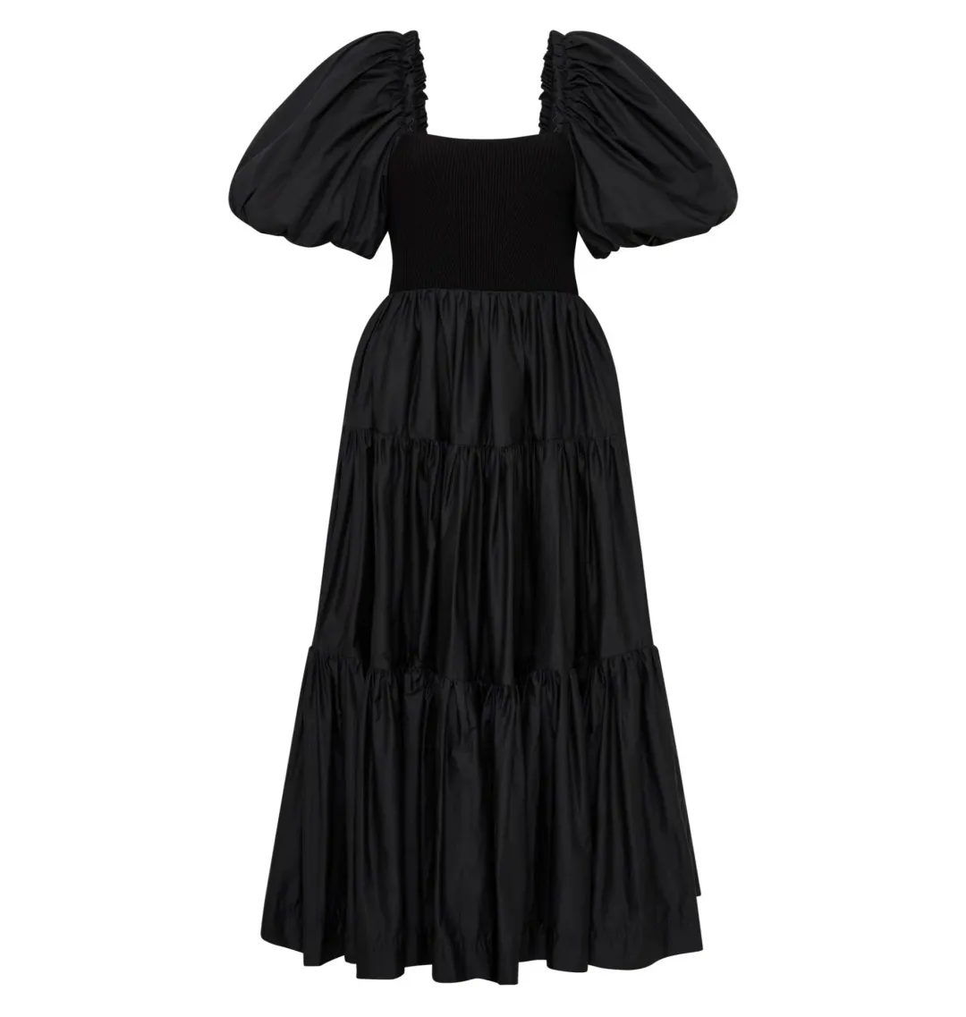 Aje Casa Puff Sleeve Dress in Black Size AU 12 for rent on The Volte - main image