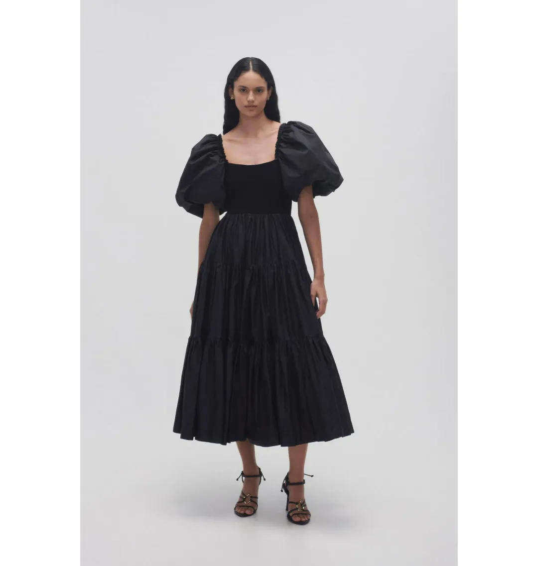 Aje Casa Puff Sleeve Dress in Black Size AU 12 for rent on The Volte - main image