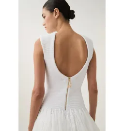 Aje Rushes Fringe Knit Mini Dress White Size AU 14 for rent on The Volte - image 2