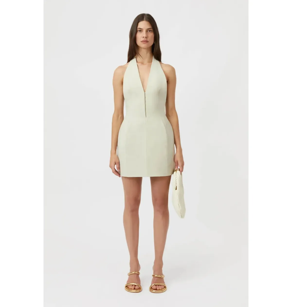 Camilla and Marc Petra Mini Dress Pistachio Grey Size AU 6 for rent on The Volte - main image