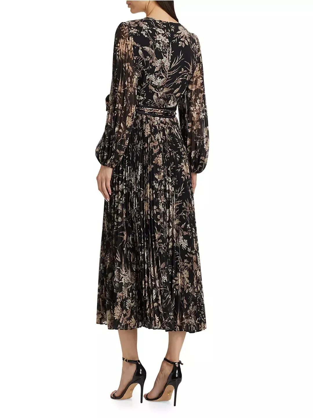 Zimmermann Sunray Long Sleeve Midi Dress in Black Mockingbird Size 1 / AU 10 for rent on The Volte - main image