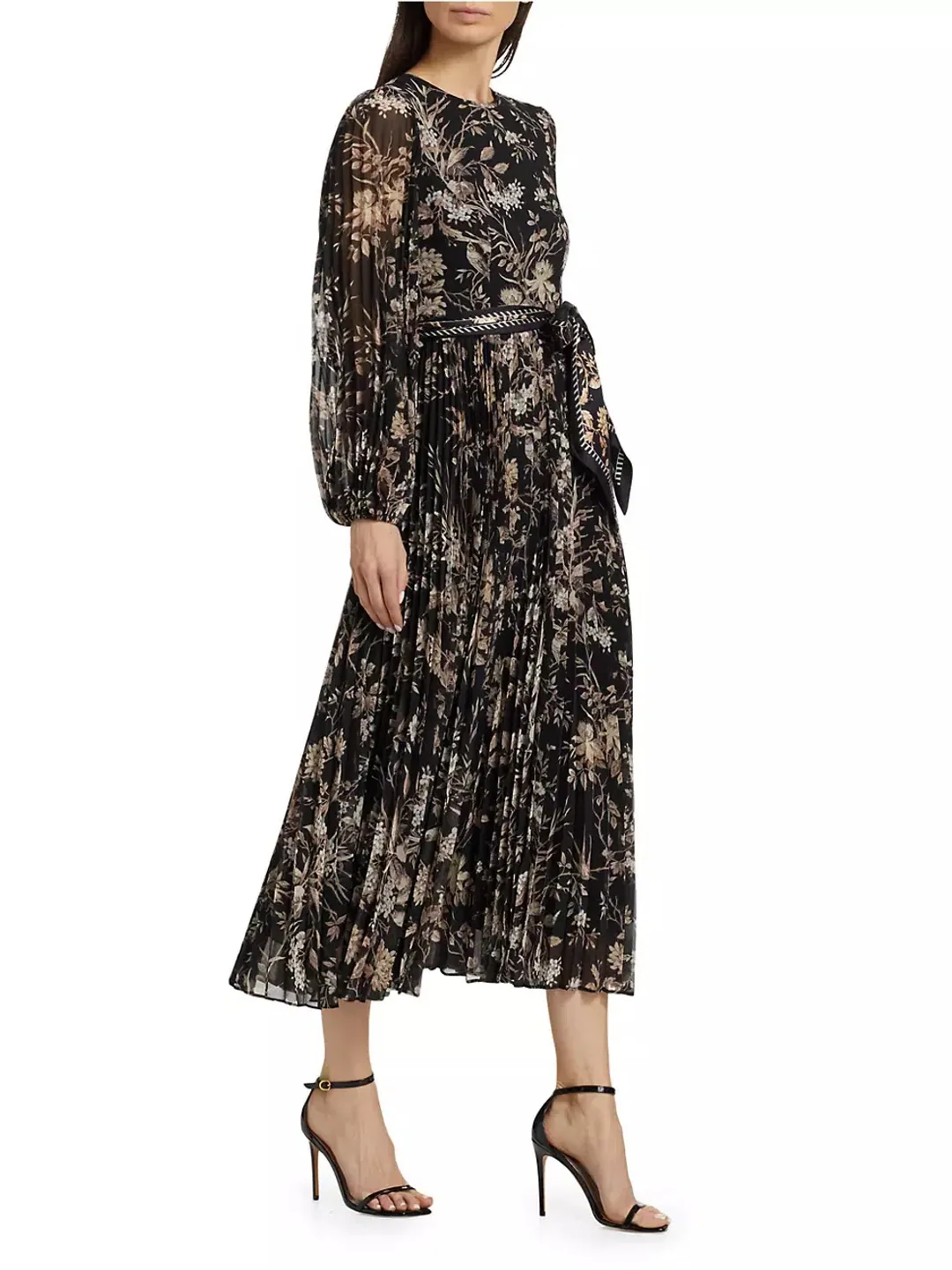 Zimmermann Sunray Long Sleeve Midi Dress in Black Mockingbird Size 1 / AU 10 for rent on The Volte - main image