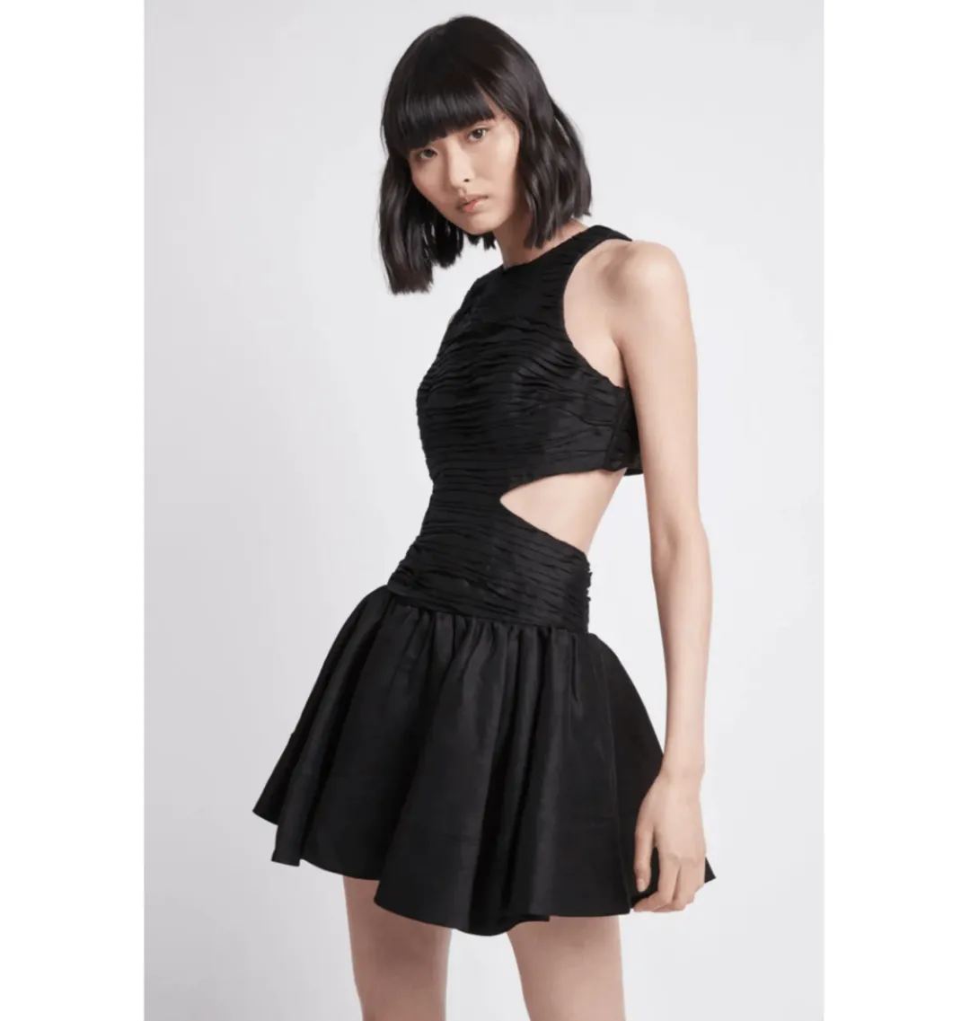 Aje Black Cut Out Mini Dress Black Size AU 12 for rent on The Volte - main image