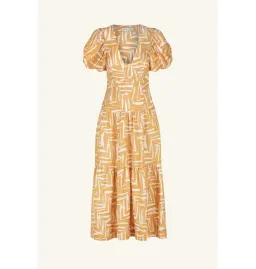 Shona Joy Imani Plunged Short Sleeve Midi Dress in Ivory/Ginger Size AU 18 for rent on The Volte - image 4