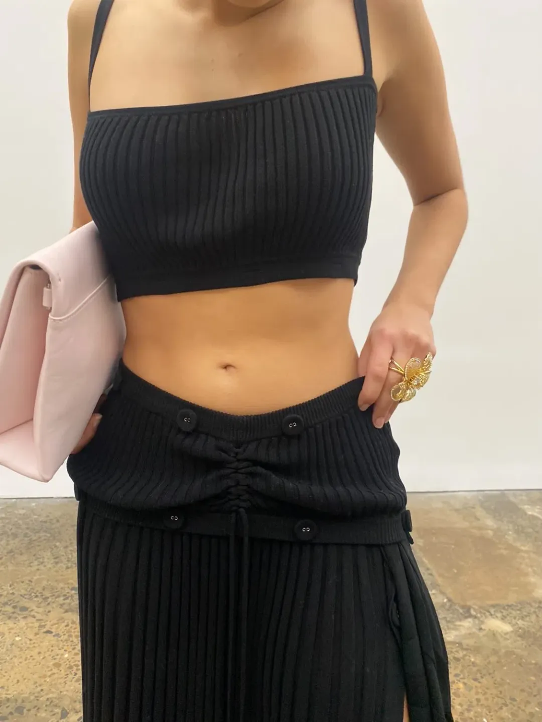 Christopher Esber Deconstruct Multi Panel Knit Dress Black Size 8 for rent on The Volte - main image