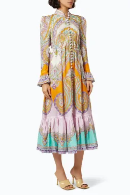 Zimmermann Lola Paisley Midi Dress Daisy Paisley Size 0 / AU 8 for rent on The Volte - image 2