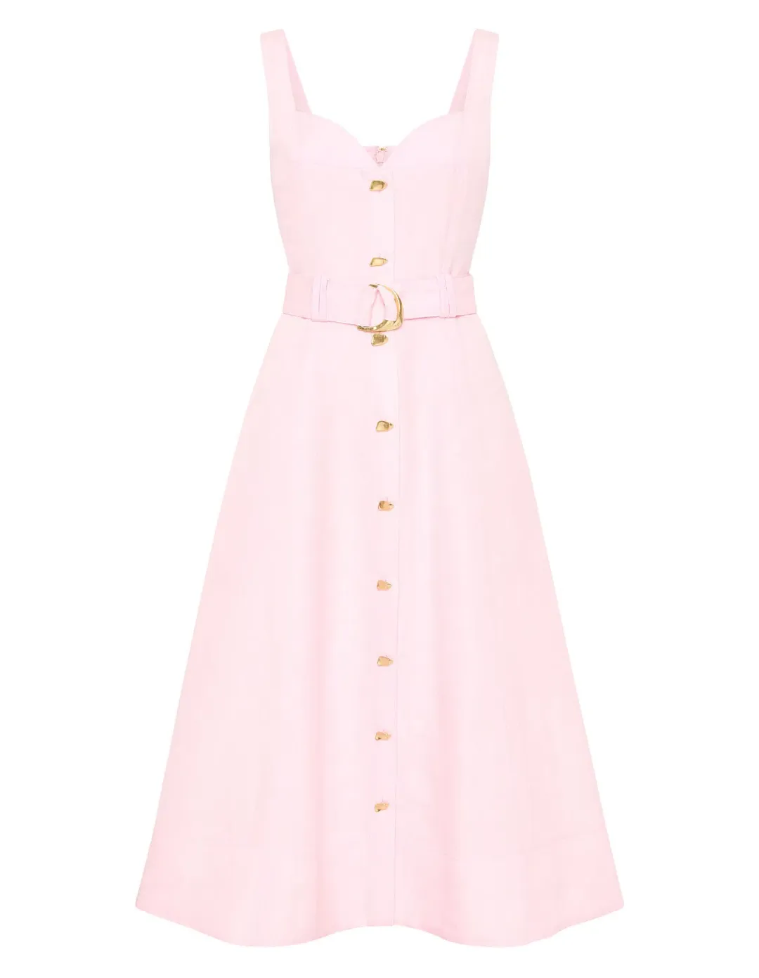 Aje Clay Belted Midi Dress in Pastel Pink Size 6 for rent on The Volte - main image