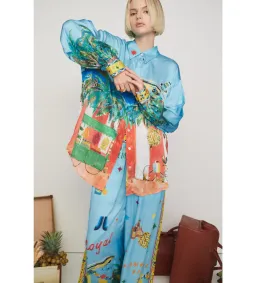 Alemais All Aboard Silk Shirt and Pant Set Print Size AU 14 for rent on The Volte - image 2