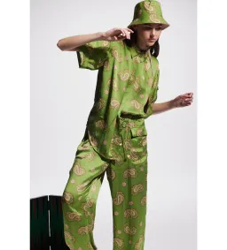 Alemais Dice Silk Shirt and Pant Set Green Size AU 14 for rent on The Volte - image 2