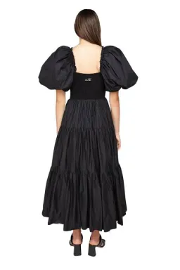 Aje Casa Puff Sleeve Midi Dress in Black Size 12 for rent on The Volte - image 3