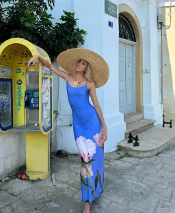 With Harper Lu Slip Dress Cobalt Peony Size S / AU 6 for rent on The Volte - image 3