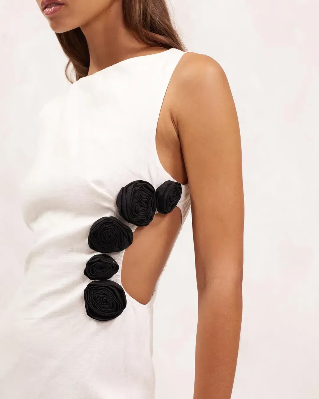 Aere Premium Rosette Midi Dress White Size AU 8 for rent on The Volte - main image