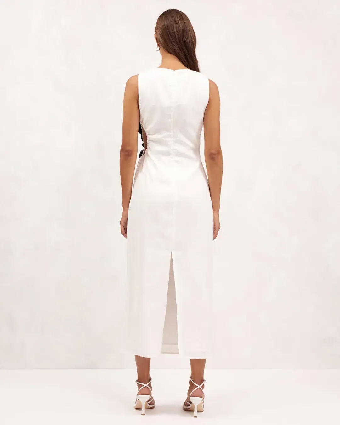 Aere Premium Rosette Midi Dress White Size AU 8 for rent on The Volte - main image
