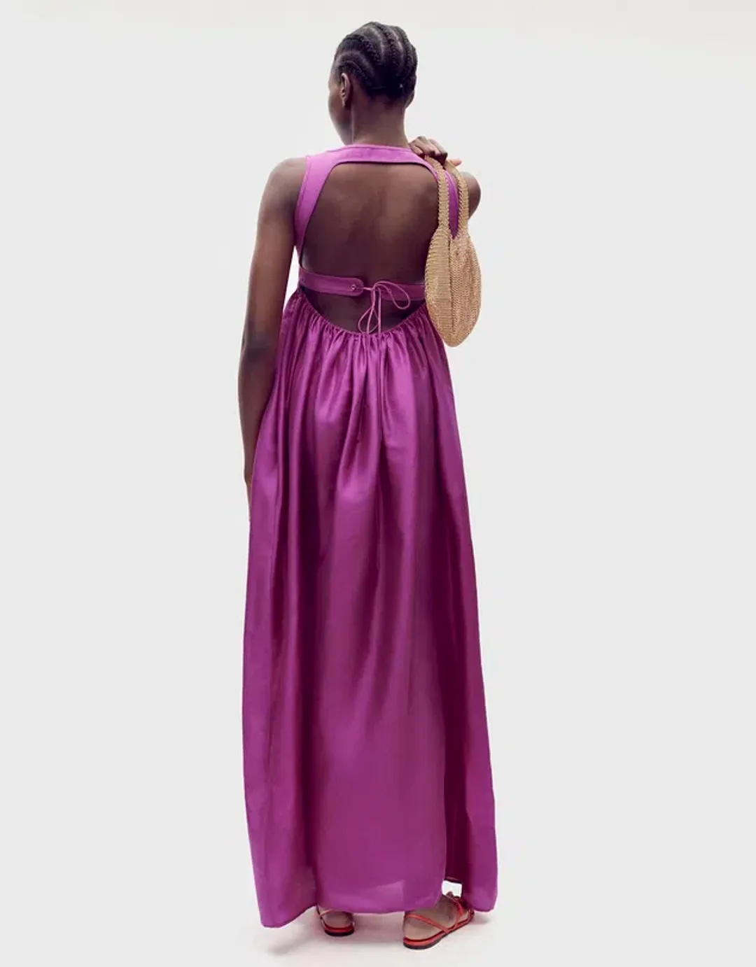 Oroton Strappy Maxi Sundress In Magenta Size AU 8  for rent on The Volte - main image