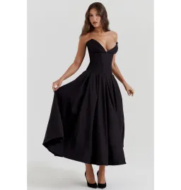 House of CB Lady Strapless Midi Dress Black Size AU 8  for rent on The Volte - image 3