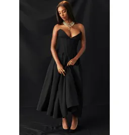 House of CB Lady Strapless Midi Dress Black Size AU 8  for rent on The Volte - image 1