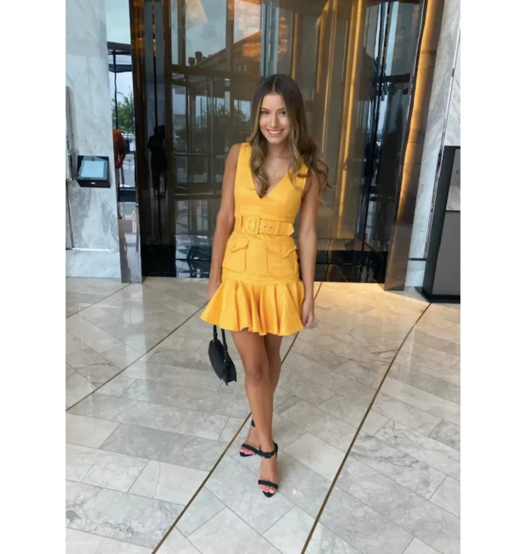 Zimmermann Super Eight Safari Mini Dress in Mango Size 0P / AU 6 for rent on The Volte - main image