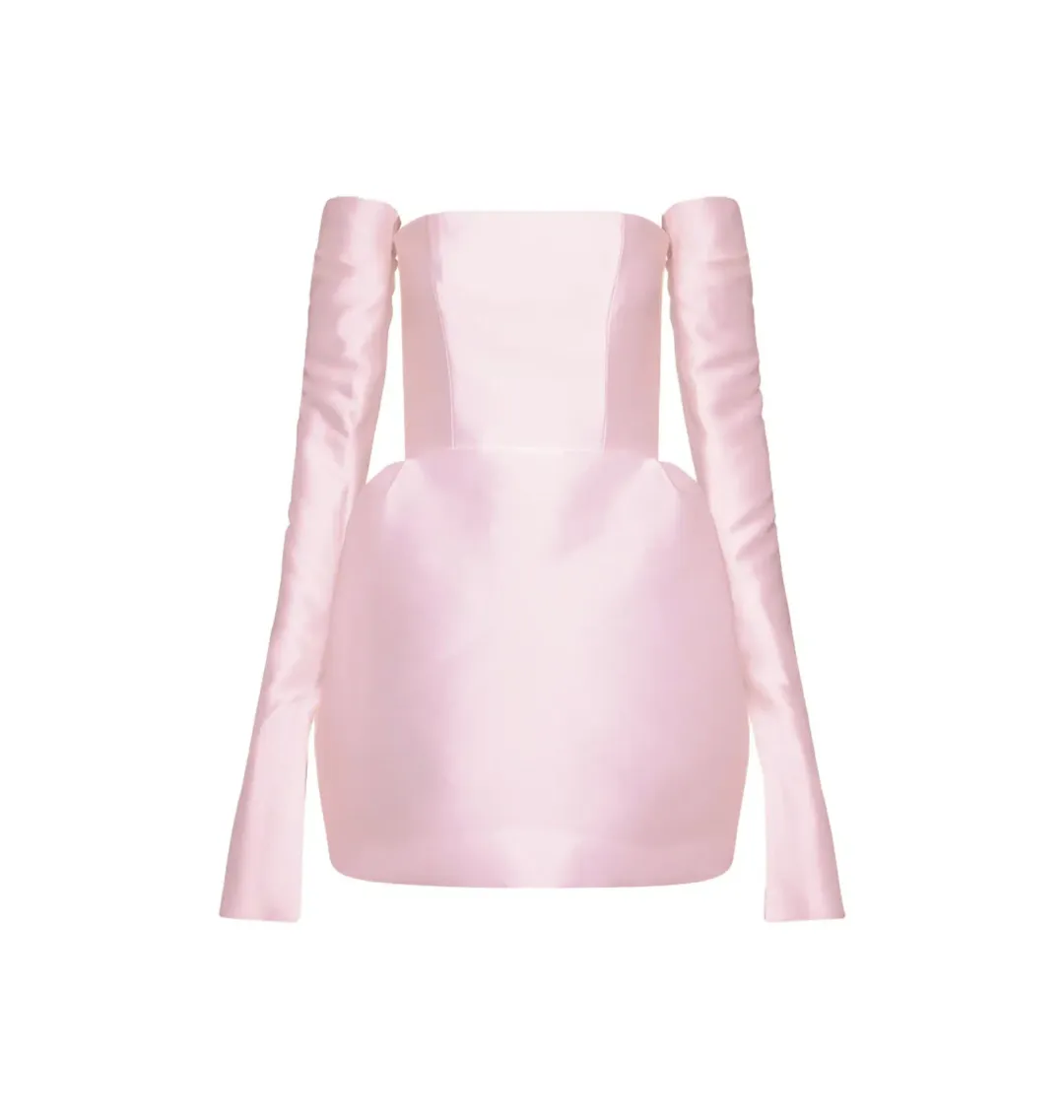 Mariam Seddiq Luis Mini Dress Blush Size AU 8 for rent on The Volte - main image