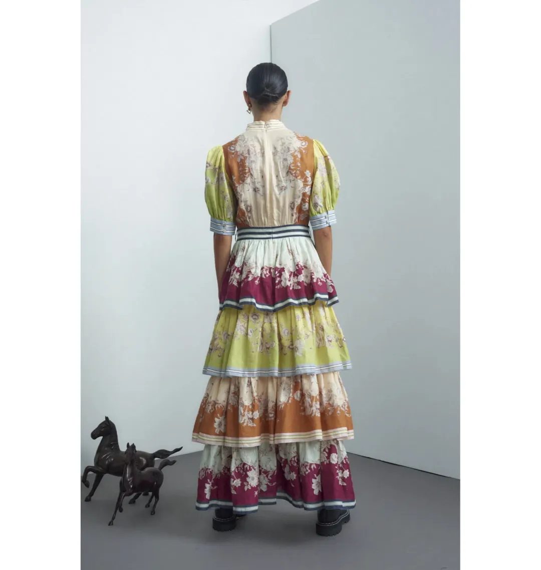 Alemais Marlow Frill Midi Dress Multi Size AU 14 for rent on The Volte - main image