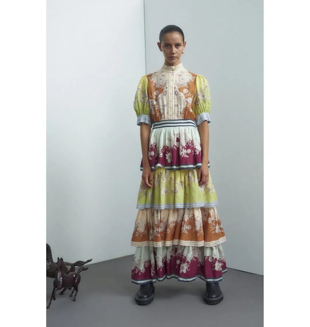 Alemais Marlow Frill Midi Dress Multi Size AU 14 for rent on The Volte - main image