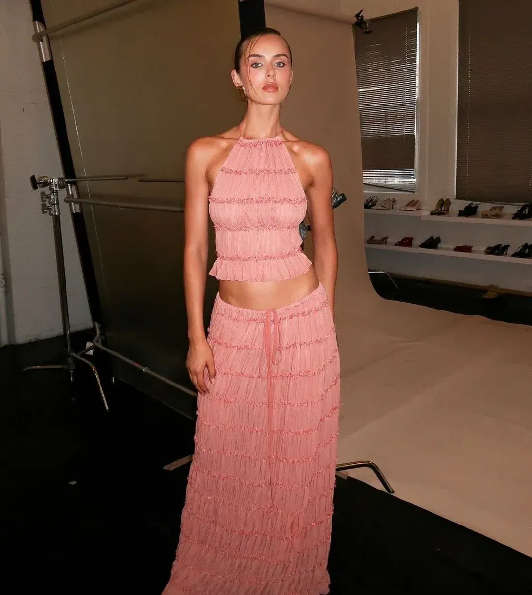 Arcina Ori Juliette Halter and Skirt Set in Peach Size 8 for rent on The Volte - main image