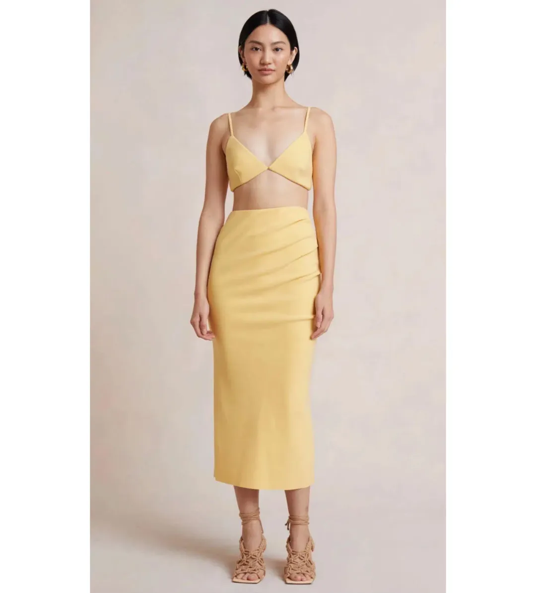 Bec and Bridge Noa Bralette and  Midi Skirt Set Yellow Size 10 for rent on The Volte - main image