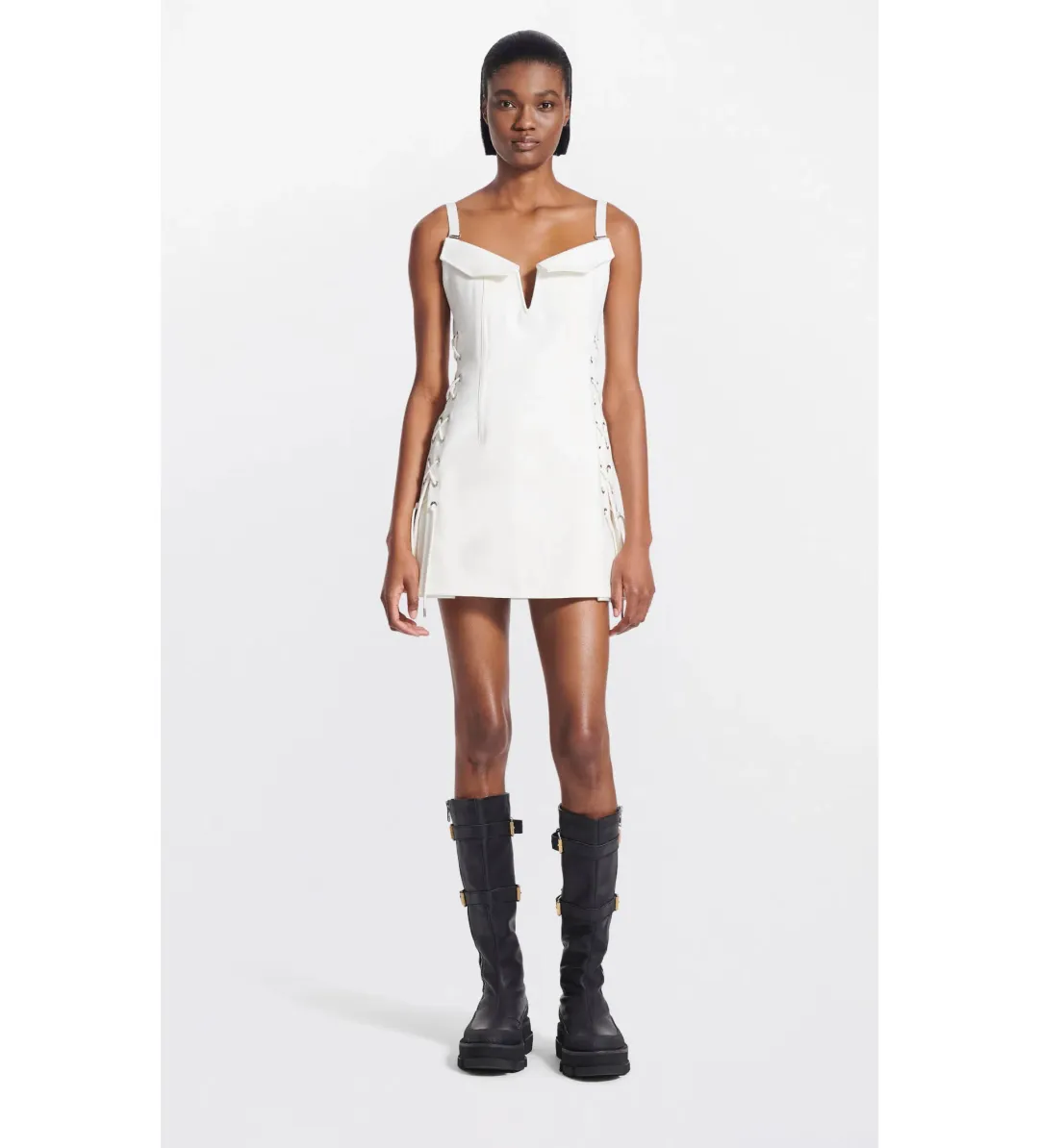 Dion Lee Laced Bonded Mini Dress White Size 10 for rent on The Volte - main image