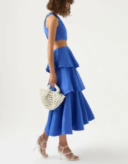 Aje Wave Cut Out Ring Midi Dress Marine Blue Size 8 for rent on The Volte - image 2
