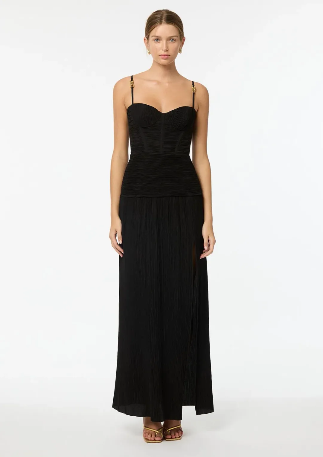 Manning Cartell Double Time Pleat Maxi Dress Black Size AU 6 for rent on The Volte - main image