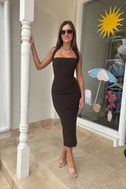 Effie Kats Meline Midi Dress Coffee Brown Size M / AU 10  for rent on The Volte - image 4