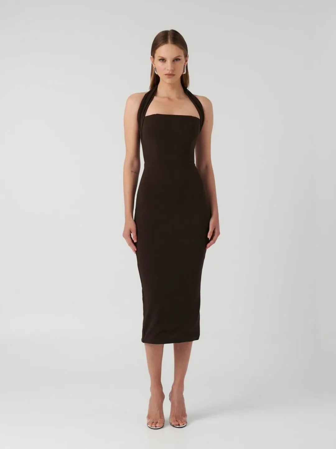 Effie Kats Meline Midi Dress Coffee Brown Size M / AU 10  for rent on The Volte - main image