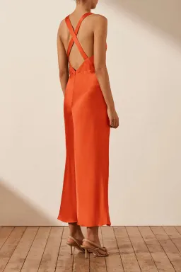 Shona Joy Milo Plunge Cross Back Midi Dress Hibiscus Size 12 for rent on The Volte - image 2