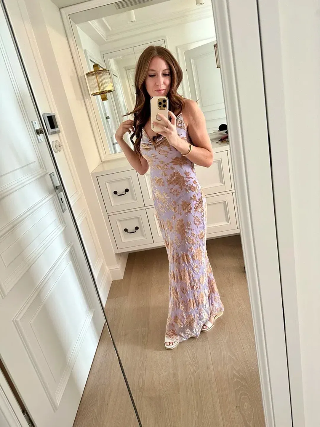 Rat & Boa Athena Silk Devore Floral Cowl Neck Dress in Lavender Size S / AU 8 for rent on The Volte - main image