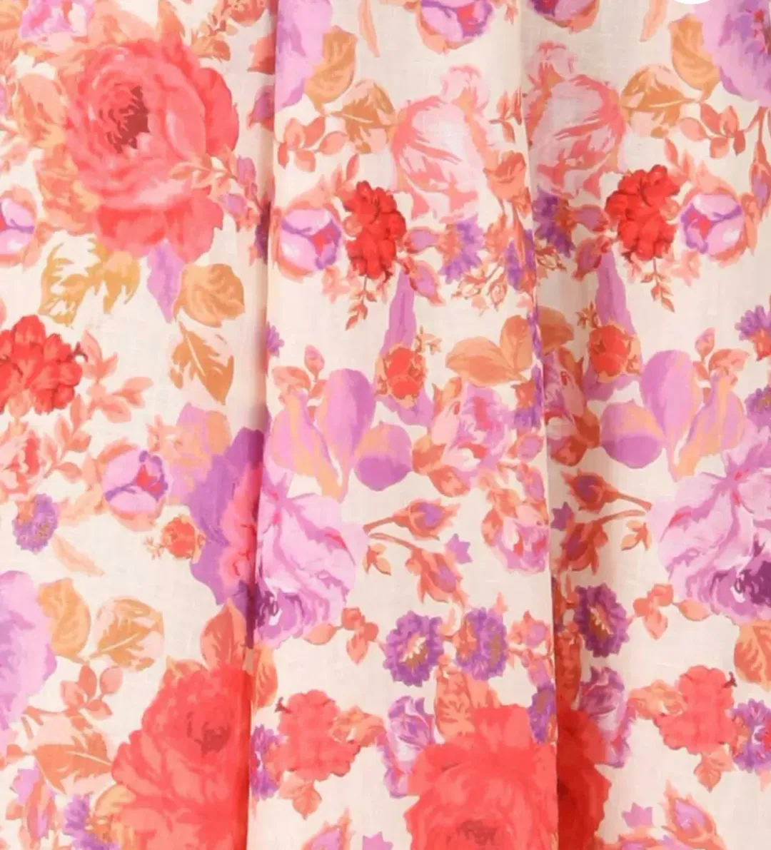 Zimmermann Raie Billow Sleeve Midi Dress Red/Purple Floral Size 10 for rent on The Volte - main image